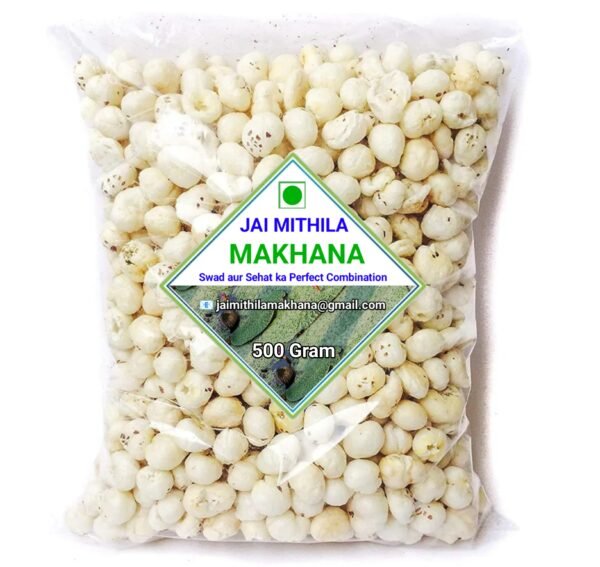 JAI MITHILA Premium Lotus Seeds Phool Makhana 500g  Pack | Healthy Crunchy Snack | Rich in Protein & Fiber |  Roasted Fox Nuts for Guilt-Free Snacking