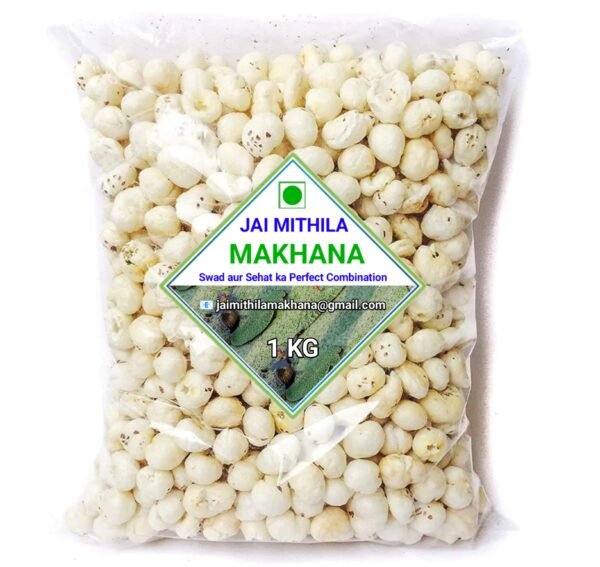 JAI MITHILA Premium Lotus Seeds Phool Makhana 1KG  Pack | Healthy Crunchy Snack | Rich in Protein & Fiber |  Roasted Fox Nuts for Guilt-Free Snacking