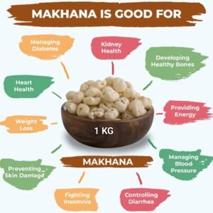 JAI MITHILA Premium Lotus Seeds Phool Makhana 1KG  Pack | Healthy Crunchy Snack | Rich in Protein & Fiber |  Roasted Fox Nuts for Guilt-Free Snacking